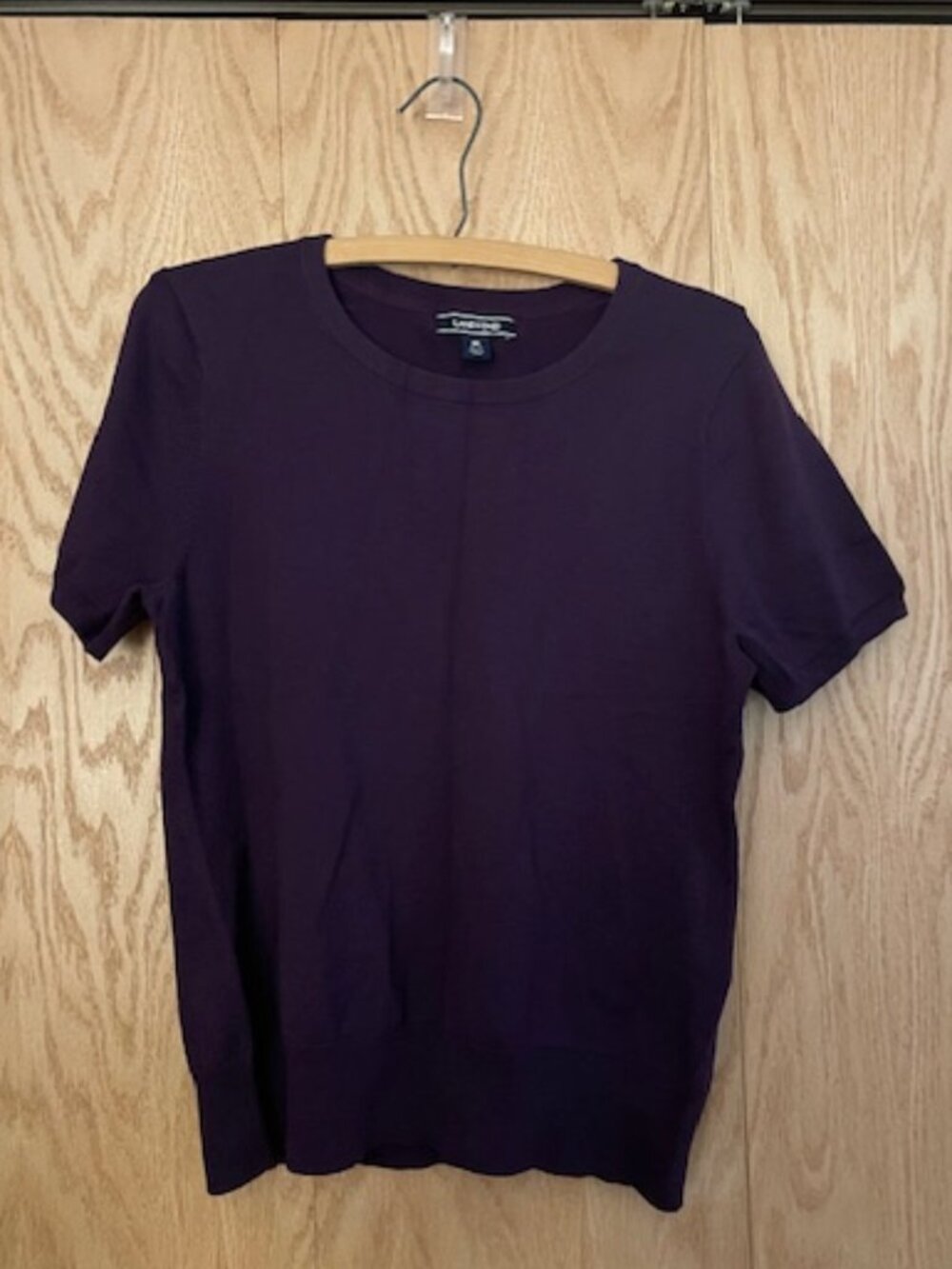 Lands' End short sleeved dark purple sweater - M
